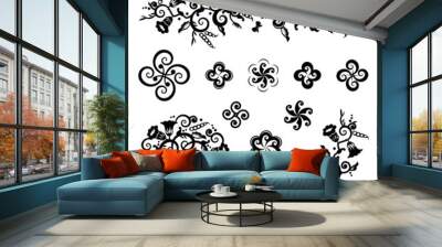 floral and geometric pattern design elements Wall mural