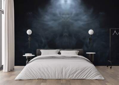 horror smoke texture background in black room . projector light beam in the air . ghost screening concept . Wall mural