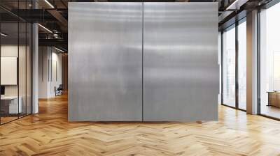 stainless steel door background and texture. elevator metal door. Wall mural