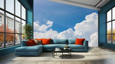 white cloud texture on blue sky background. Wall mural