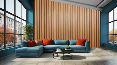 wooden striped vertical wall background and texture. timber interior pattern wall. Wall mural