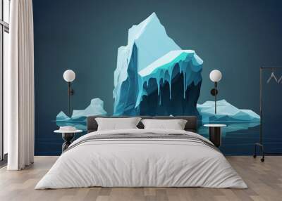 Ice berg floating in ocean, underwater part of the iceberg and tip. concept of global warming generated by Ai Wall mural