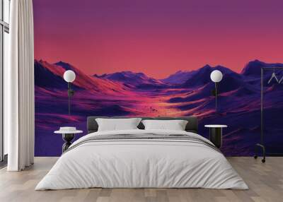 Mountain landscape in the other planet, outer space concept, set for science fiction movies. Wall mural