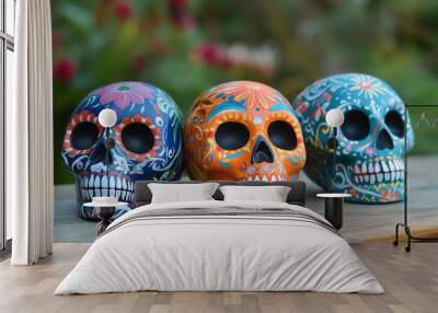 Painted skulls for Dia de los Muertos Wall mural