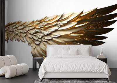 White angel wings render 3D feather bird wings isolated on white background Generated by Ai Wall mural