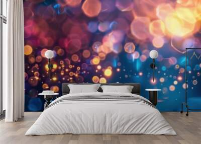 Vibrant abstract bokeh lights on a dark background, perfect for festive and celebratory themes. Wall mural