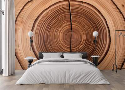 Close-up of tree rings showing the natural growth patterns of wood. Wall mural