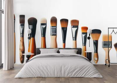 Makeup brushes set isolated on a transparent background. Wall mural