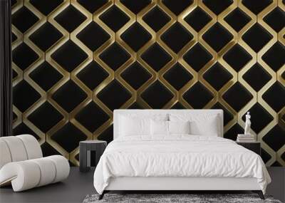 the metal grid pattern on a black background. Ai generated Wall mural