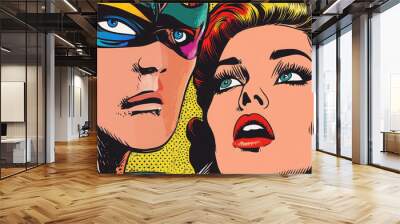 Comic book storyboard style pop art retro vector illustration Wall mural