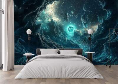 Deep space alien structure. Futurism and science fiction.  Wall mural