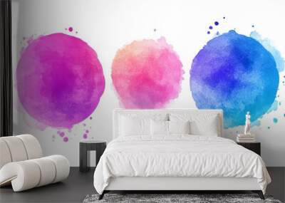 Set color circle gradient noise gradation. Abstract colorful watercolor blur mesh shape on white background. Gradient aura, grain neon blob with noise effect vector illustration. Wall mural