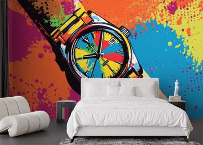 Wrist watch retro pop art  Wall mural