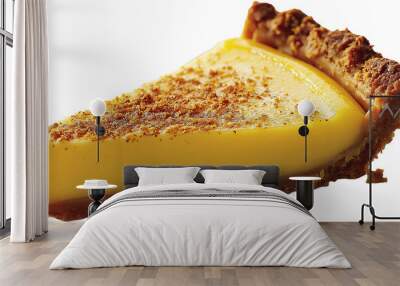 A delicious slice of creamy lemon pie with a golden crust and a sprinkle of cinnamon on top. Wall mural