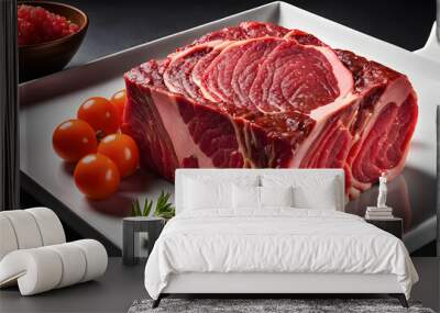 An image capturing the raw beauty and marbling of a beef shoulder cut Wall mural