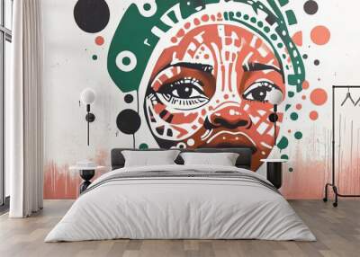 Colorful street art mural depicting a woman's face with intricate details. Wall mural