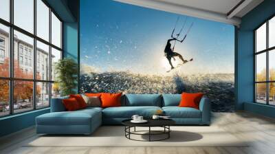 Surfer jumping at the sunset Wall mural