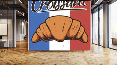 authentic croissant vintage poster design Wall mural