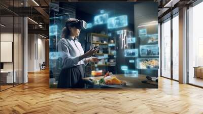 woman wearing a VR headset Wall mural