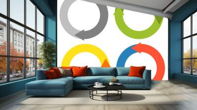 2 arrows making a circle - set of 4 isolated colorful circles Wall mural