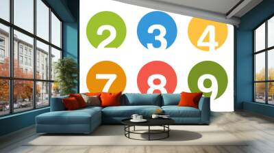 Collection of isolated round number icons for 0 - 9 Wall mural