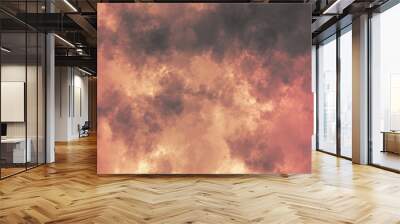 abstract colorful background texture nature weather sky clouds fire red gold beautiful Wall mural