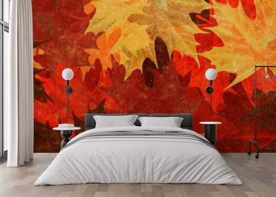 colorful watercolor fall leaves	 Wall mural