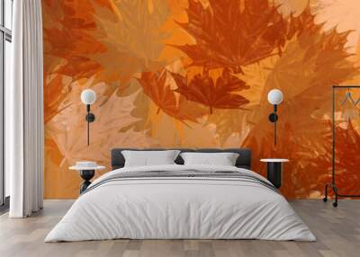 colorful watercolor fall leaves Wall mural