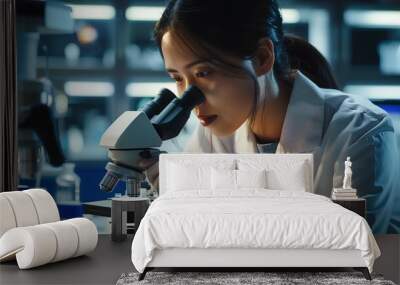 Female Asian Scientist Working In Research Lab Wall mural