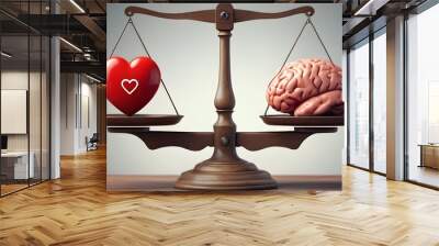 Equilibrium of Heart and Brain, Emotion and Logic on Scales Wall mural