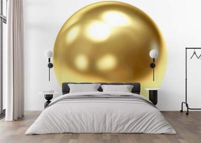 Golden shining sphere isolated on a white background Wall mural