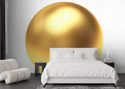 Golden sphere or ball isolated on a white background. 3D illustration Wall mural