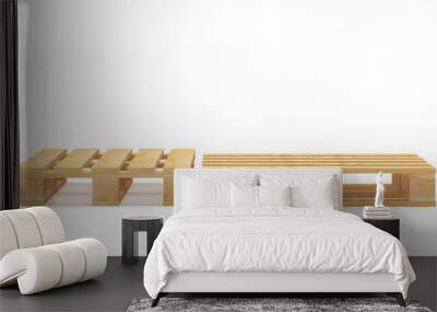 Two empty wooden pallets in different angles. 3D illustration  Wall mural