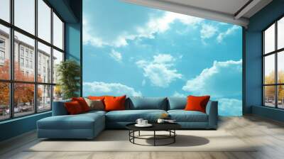 blue soft tropical panorama sky vintage surface clouds effect winter love sunlight reflection fluffy beautiful illustration heavenly dreamy fantasy emotion canvas banner template celebration  Wall mural