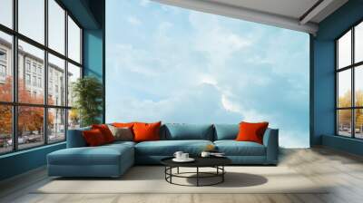 podium surrounded by blue clouds Smoke fog, steam, Strome, splashed isolated Fluffy white mode storm tumbles over the winter sky natural dramatic sky white color cloudy summer smoke cotton candy dream Wall mural