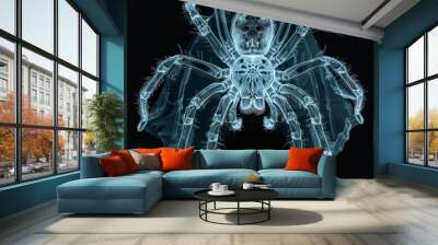 X-ray of a spider, showcasing its exoskeleton and body structure, Scientific, Dark tones, Digital art, Intricate and detailed. Wall mural