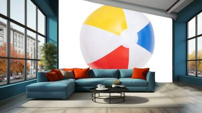 Beach ball isolated on transparent background, PNG, Summer vacations by the sea, kids fun Wall mural