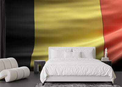 Belgium national flag waving texture background. 3d illustration Wall mural