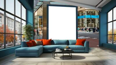 Blank billboard at bus stop for advertising, New York city buildings and street background Wall mural