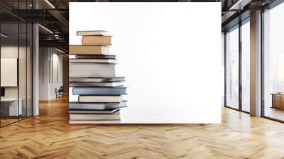 Books stack on white background Wall mural