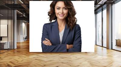 Business woman portrait isolated on white transparent background, businesswoman in suit, crossed arms, PNG Wall mural