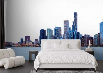 Chicago skyline isolated at transparent background, PNG. United States Wall mural