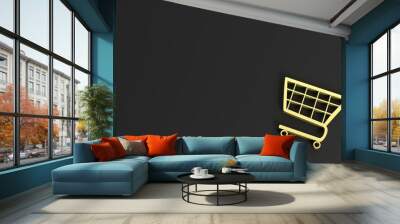 e commerce symbol on black background - copy space. 3d illustration Wall mural