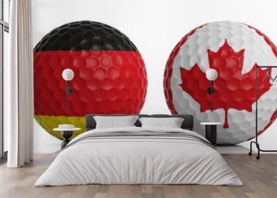 Golf balls on white background. 3d illustration Wall mural