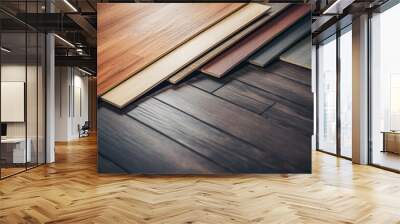 Laminate floor, Samples of wood texture parquet for flooring and interior design Wall mural