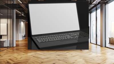 Laptop on black background. 3d illustration Wall mural