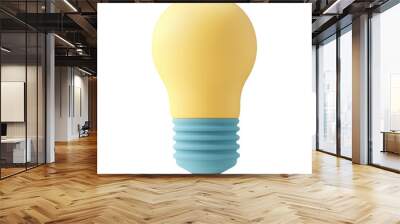 Light bulb isolated on white transparent. Cartoon style idea and creativity symbol  Wall mural