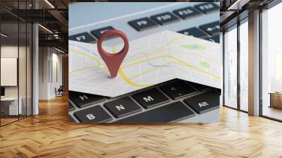 Map pointer location on a laptop. 3d illustration. Wall mural