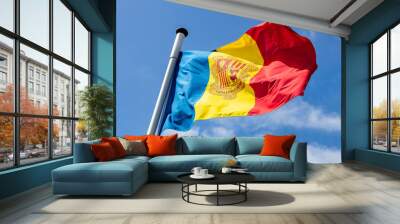 Moldova flag waving against clear blue sky Wall mural