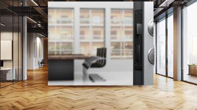 Office doorway with open door, blur meeting room background. 3d illustration Wall mural